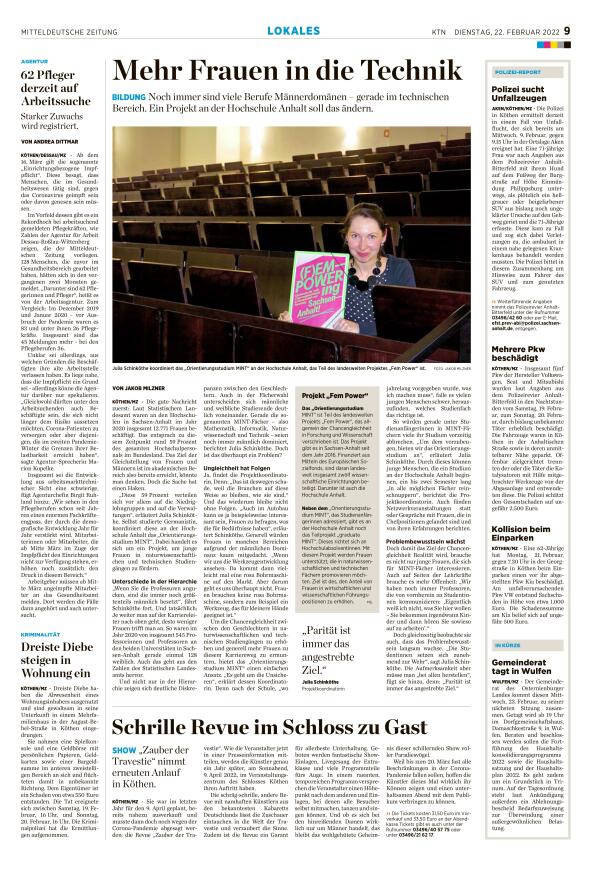 MZ Artikel_Mehr Frauen in die Technik_ HS Anhalt